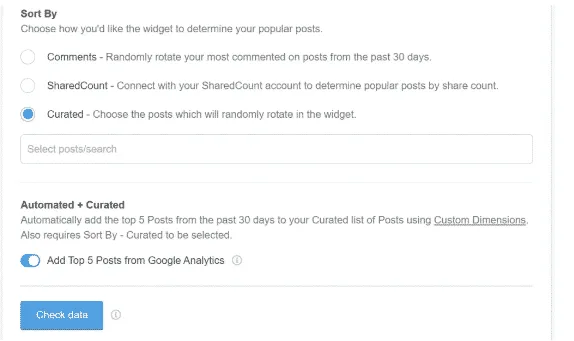 Display curated posts