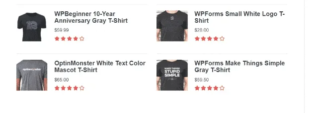 ecommerce products display in posts