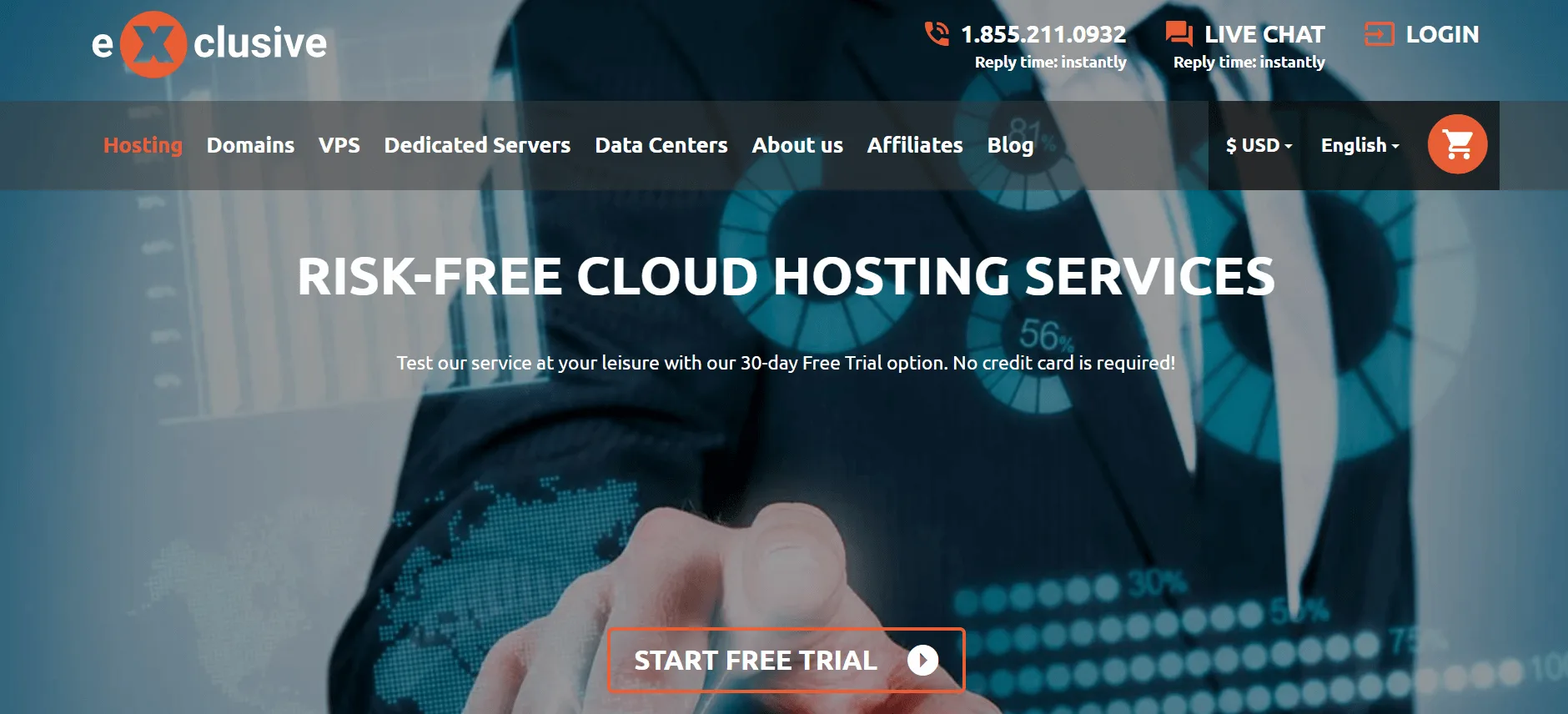 Exclusive Hosting Hepsia control panel during the free trial
