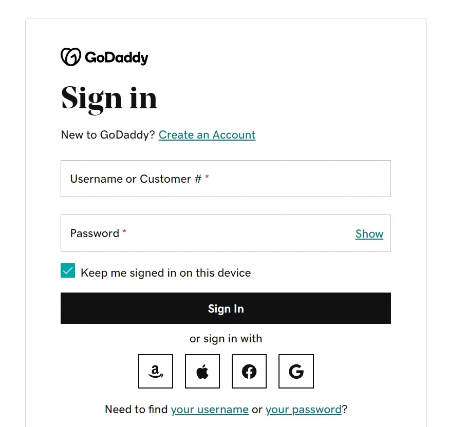 godaddy login