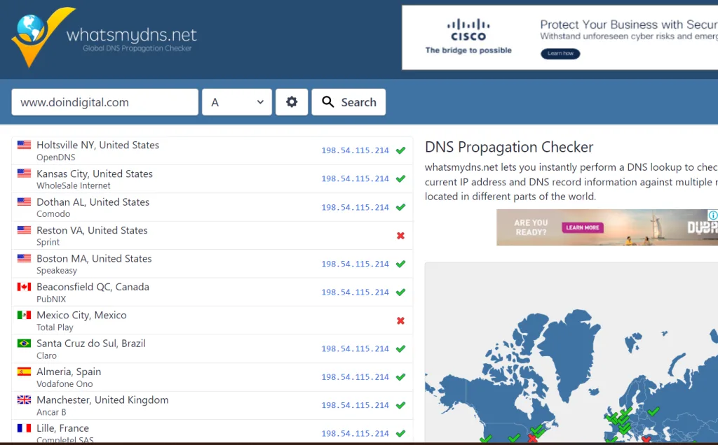 verify dns propagation