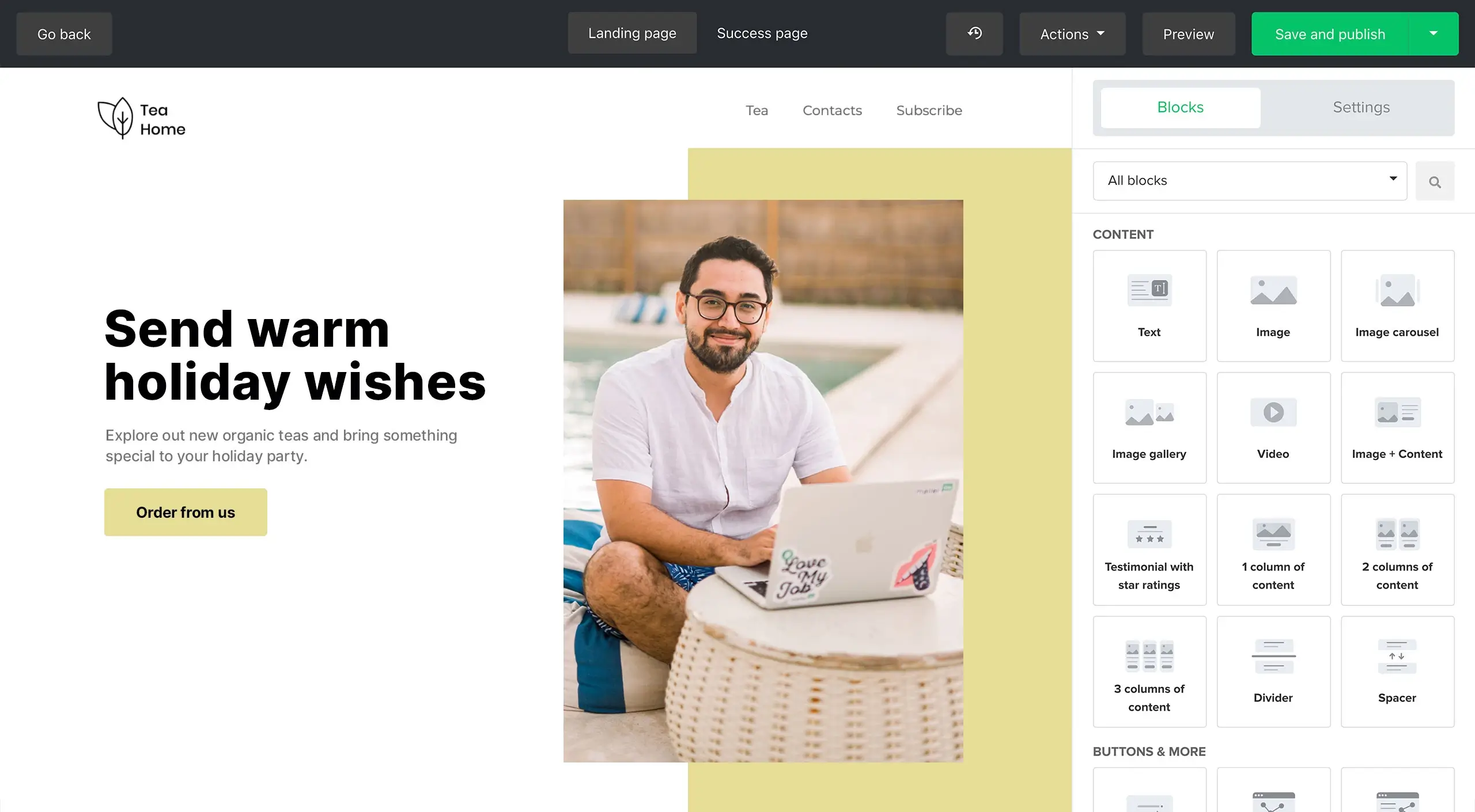 mailerlite landing page builder