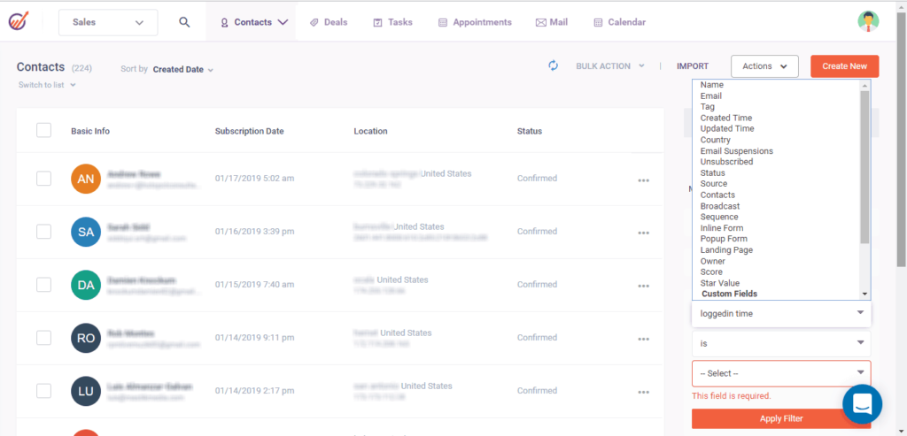 EngageBay all-in-one CRM, email marketing, and helpdesk dashboard