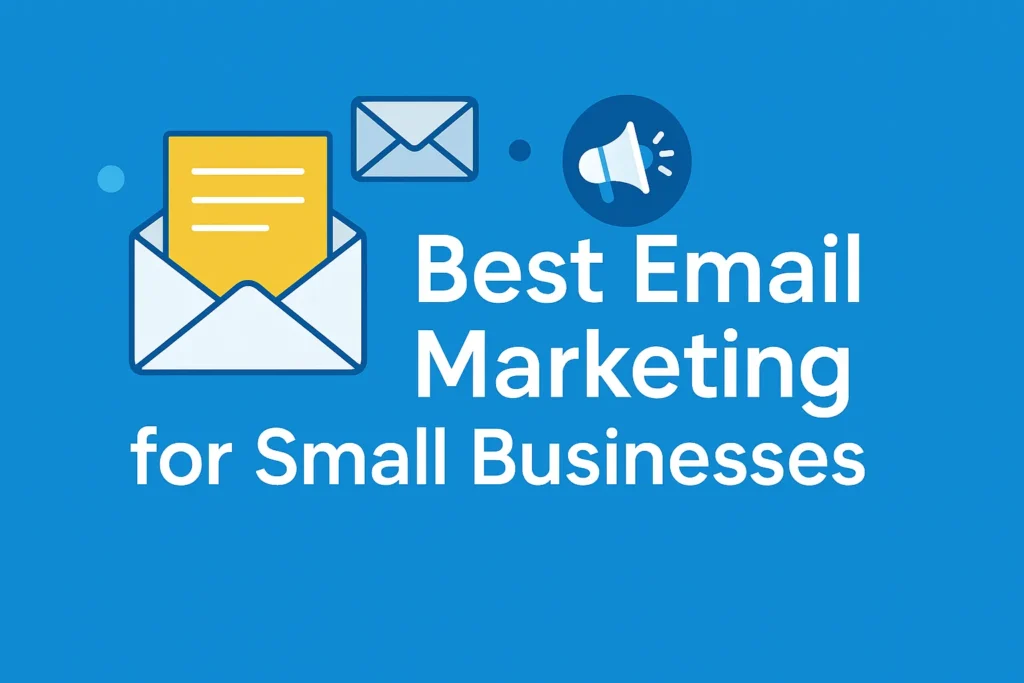 Illustration of email marketing dashboard with analytics and campaign tools for small businesses
