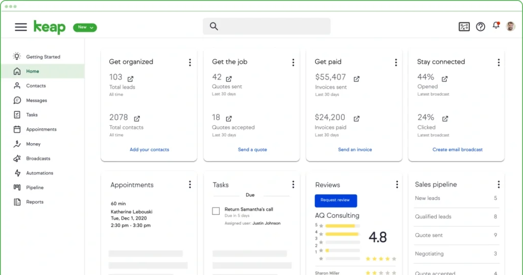 Keap drag-and-drop marketing automation campaign builder