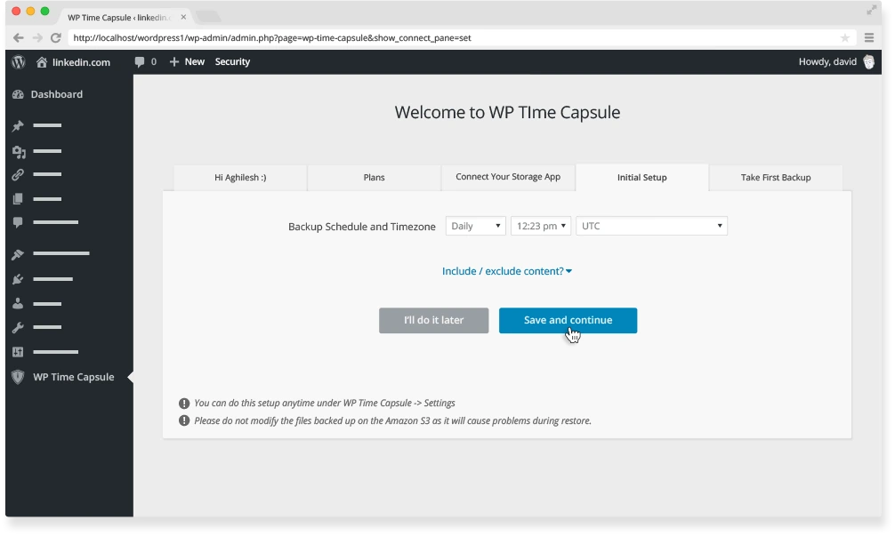 wp time capsule wordpress backup plugin