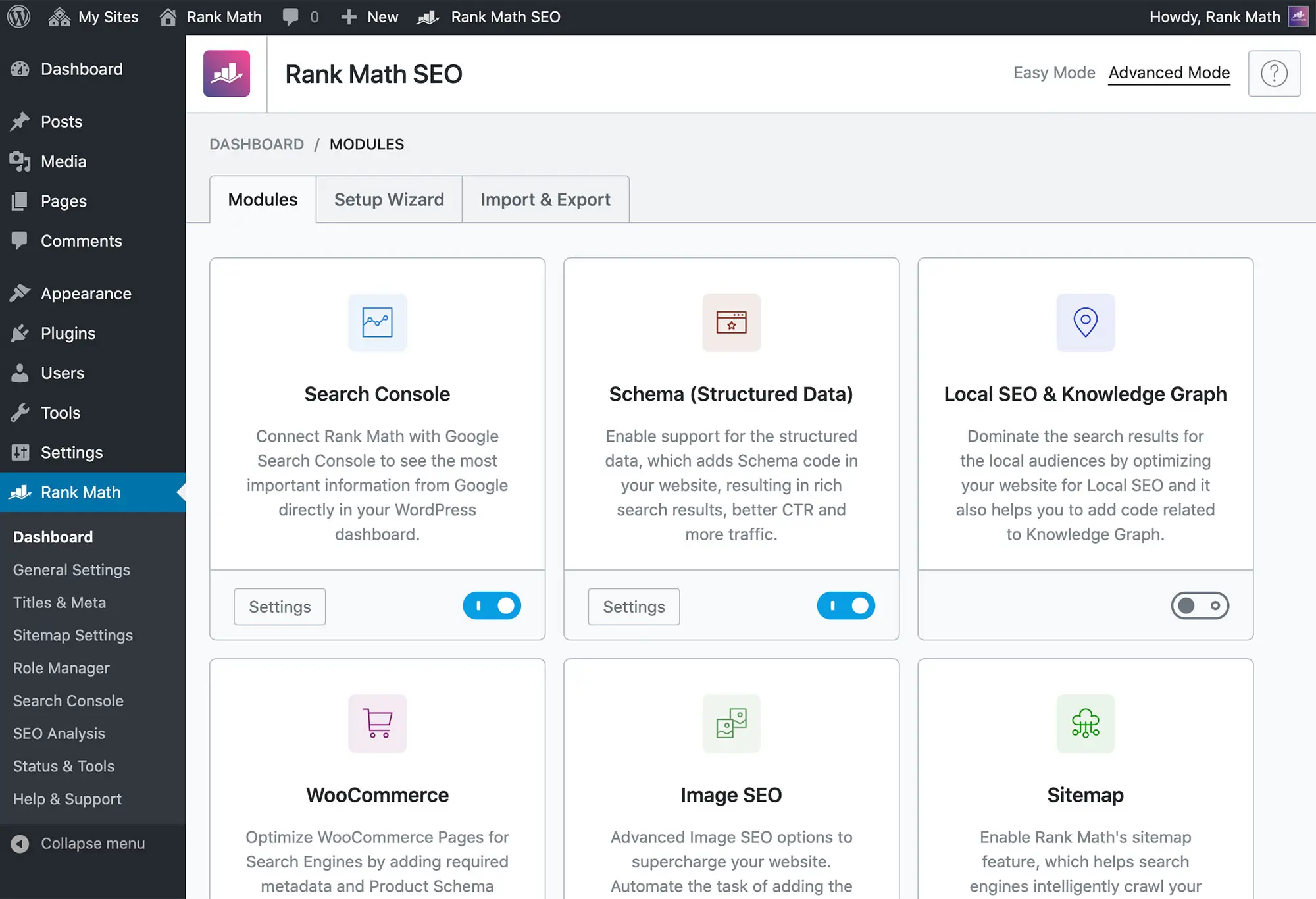rank math modules
